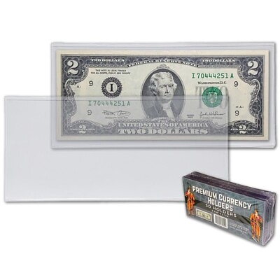 #ad 50 Semi Rigid Currency Protector Sleeves US Dollar Bill Holders Buy 3 Get 1 Free $15.48