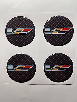 #ad Set of 4 pcs Cadillac Center Wheel Cap Stickers Decal Rims Emblem Logo Gas Tank $38.50