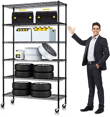 #ad 18”x48”x82” 6 Tier Wire Shelving Unit NSF Metal Shelf Storage Rack Adjustable $110.57