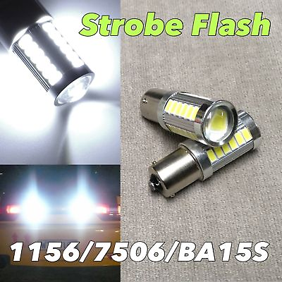 #ad Strobe Flash Rear Signal light 1156 BA15S 7506 33 SMD LED White 6000K W1 J $17.20