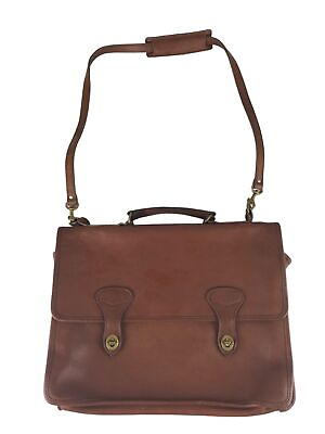 #ad Jack Georges Unisex Brown Leather Inner Pockets Top Handle Messenger Bag $64.99