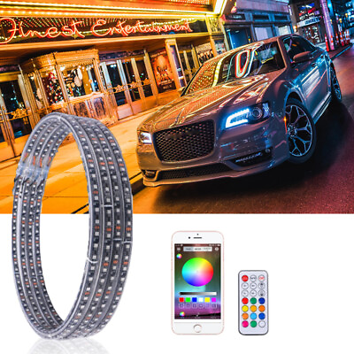 #ad 15.5#x27;#x27; Car RGBW LED Wheel Ring Light w Turn Signal Tail Light For Chrysler 300C $109.03