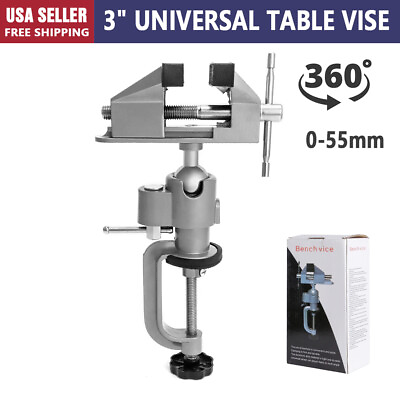 #ad Swivel 3quot; Universal Table Vise Tilts Rotate 360° Universal Work Light duty US $13.11