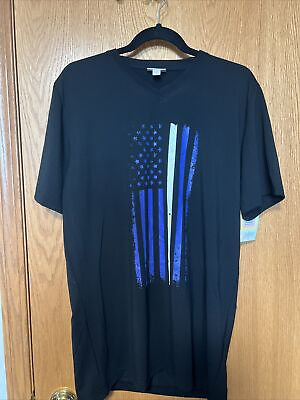 #ad Lularoe Devin S Small Black W Blue Line American Flag New Print NWT $29.99