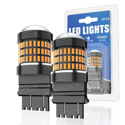 #ad 2x Yellow Amber 3157 LED DR Turn Signal Parking Light Blinker Corner Bulb 3500K $24.99