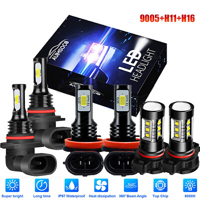 #ad 9005 H11 5202 LED Headlight Fog Light For Chevy Silverado 2500 HD 1500 2007 2014 $38.99