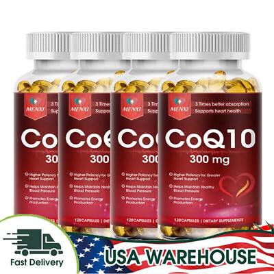 #ad 120 Capsules CoQ10 300mg Blood Pressure Heart Health Supplement High Absorption $39.89