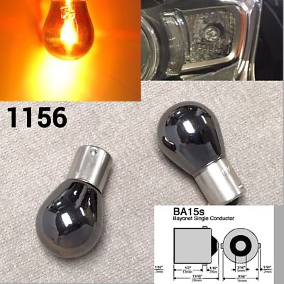 #ad 2X 1156 BA15S 7506 3497 67 P21W Amber Chrome Bulb Reverse Backup Light W1 Fits E $17.30