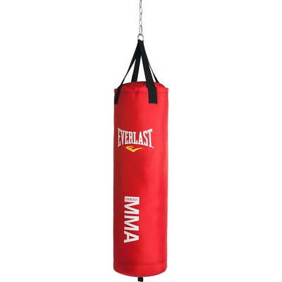 #ad 70 Lb Heavy Bag W Adjustable Heavy Bag Chain Workout Training Poly Canvas Red $133.56