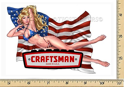 #ad #ad CRAFTSMAN TOOL STICKER USA GIRL VINTAGE GLOSSY DECAL LABEL MECHANIC TOOL BOX USA $4.95