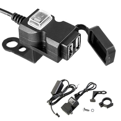 #ad 12V Waterproof Motorbike Motorcycle Dual USB Charger Power Socket Adapter Outlet $8.45
