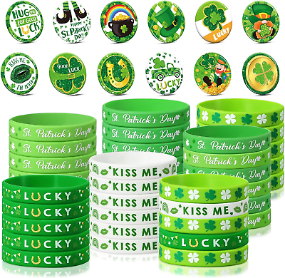 #ad 72 Pieces St. Patrick#x27;S Day Party Favors Including Green Shamrock Bracelet $21.80