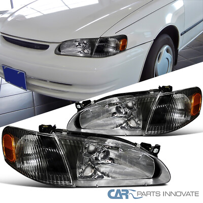 #ad Fits 98 00 Toyota Corolla Matte Black Headlights Corner Signal Lamps LeftRight $59.95