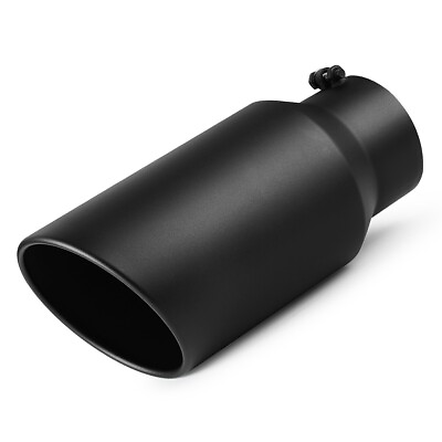 #ad Black Stainless Steel 5quot; Inlet 7quot; Outlet 15quot; Long Bolt On Exhaust Tip $53.00