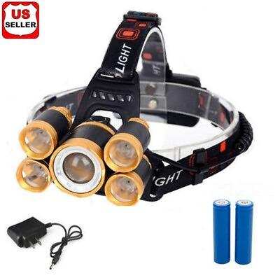 #ad 80000LM 5 LED Zoom LED Rechargeable 18650 Headlamp Head Light Torch Charger US $59.98