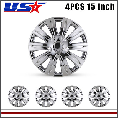 #ad 4Pcs 15#x27;#x27; Universal Wheel Rim Cover Hubcaps Chrome Rings For Nissan Toyota Kia $47.99