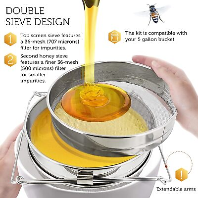 #ad Honey Filter 2 Piece Honey Extractor Equipment Honey Bucket Strainer Honey $22.99