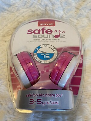 #ad Maxell Kid Safe Soundz Wired White amp; Pink Headphones Age 3 $7.99