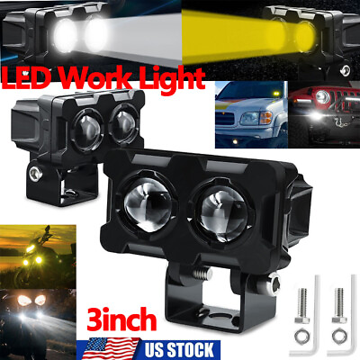 #ad 2x Motorcycle LED Work Driving Fog Spot Light White Yellow Headlight ATV Offroad $18.95