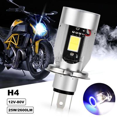 #ad #ad 1X H4 Motorcycle LED Headlight Kit 9003 Bulb Angel Eye Blue High Low Beam 6000K $14.98
