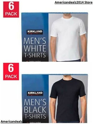 #ad 6 Pack Kirkland Signature Men’s Crew Neck Tee Choose Color Size FAST S H NEW $29.80