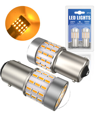 #ad 2X Super Bright 1156 7506 P21W LED Turn Signal Light Bulbs Amber Yellow Canbus $21.99