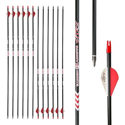 #ad Hunting Archery Carbon Arrow 400 Spine with 2.5″ Vanes Removable Tips for Com... $61.62