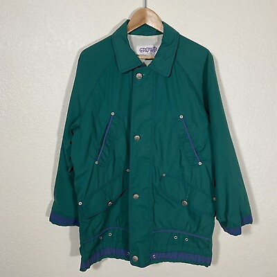 #ad Vintage Crowd 90s Green Blue Sailing Full zip Jacket Size XL Grandpa $24.95