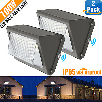 #ad 2 x100W LED Wall Pack Light With Dusk to Dawn Garden Backyard Security Wall Lamp $176.19