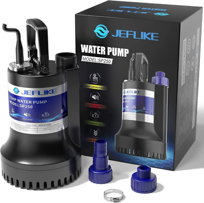 #ad JEFLIKE 1 4HP Sump Pump Submersible Water Pond 1 4 HP 1850GPH $81.95