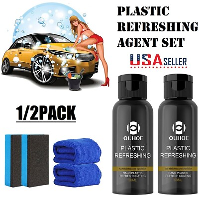 #ad 2Pcs Car Nano Plastic Refreshing Coating Plastic Revitalizing Coating Agent Set $11.37