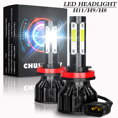 #ad 4 Sides H11 LED Headlight Kit Low Beam Bulbs Super Bright 6500K White 380000LM $19.99