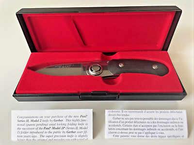 #ad Gerber Paul Series II Model 2 Folding Knife Carbon Fiber USA 1986 $340.00