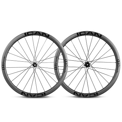 #ad ICAN Alpha 40 Disc Pro Carbon Wheelset Road Bike Center Lock Disc 12*100 142mm $529.00