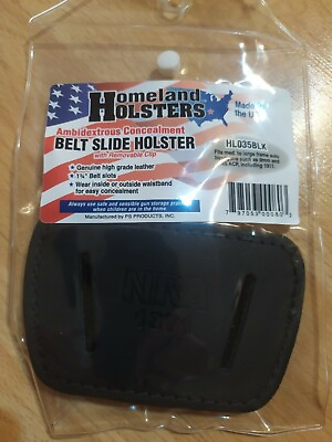 #ad NRA Homeland Slide Holster Black Leather Item #HL035BLK medium to large $13.99