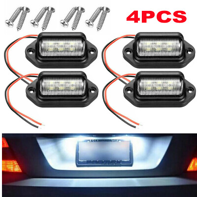 #ad 4 PCS 6 LED Universal Black License Plate Tag Lights Lamp for Truck Trailer SUV $11.39