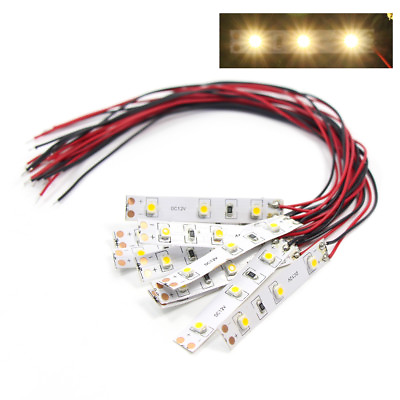 #ad 10X Pre wired Warm White 3 LEDs Light Strip Self adhesive Flexible SMD LED 3528 $9.99