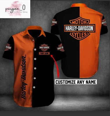 #ad Customize Name Harley Davidson Limited Edition Men#x27;s Hawaiian Shirt Full Size $32.99