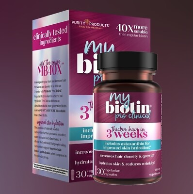 #ad New Purity Products My Biotin ProClinical MyBiotin 30 Caps FreeShip $33.99
