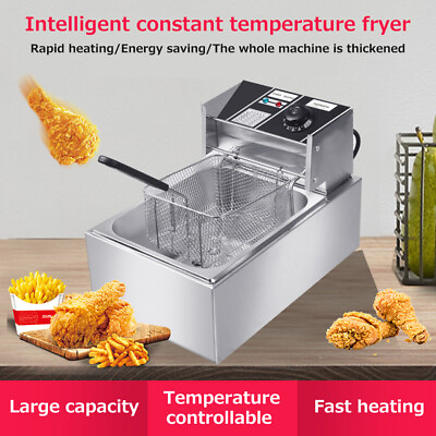 #ad 2500Watts 6 Liter Commercial Electric Deep Fryer Restaurant Stainless Steel N9O2 $51.96