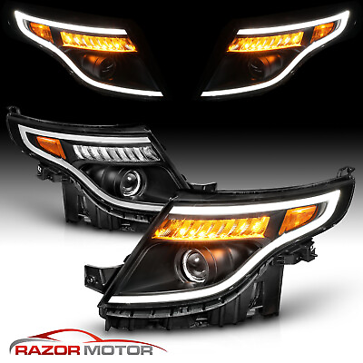#ad 2011 2015 For Ford Explorer LED Running Light Black Headlights $388.92