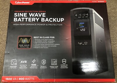 #ad CyberPower 1500VA Sine Wave Battery Back Up System UPS Power Supply GX1500U $179.99