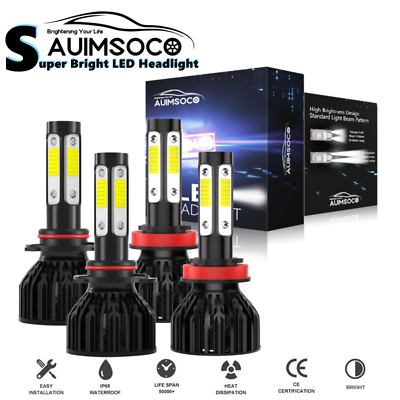 #ad 9005H11 4 Sides LED Headlight Super Bright Bulbs High Low Beam Kit 6000K White $39.99