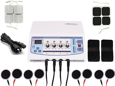 Electrotherapy 4 Channel Machine With Self Adhesive And Carbon Pads Therapy Unit $155.00