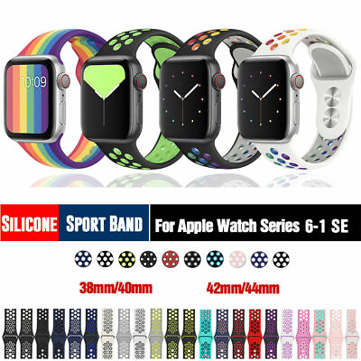 #ad 40 44 38 42mm Silicone Sport Band Strap for Apple Watch SE iWatch Series 6 5 4 3 $5.99