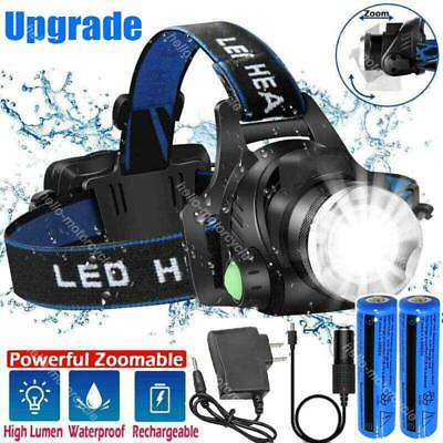#ad 990000LM LED Headlamp Rechargeable Headlight Zoomable Head Torch Lamp Flashlight $11.89