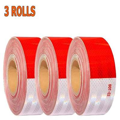 #ad Conspicuity Tape DOT C2 Approved Reflective Trailer Red White 2”x50’ 1 Roll $14.95