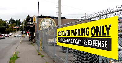 #ad CUSTOMER PARKING ONLY Sign Tow Zone Customer Parking Banner Outdoor Vinyl $83.37