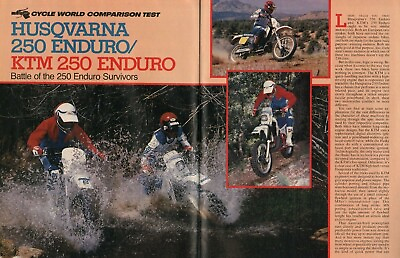 1987 Husqvarna 250 Enduro vs KTM 250 5 Page Vintage Motorcycle Test Article $14.71