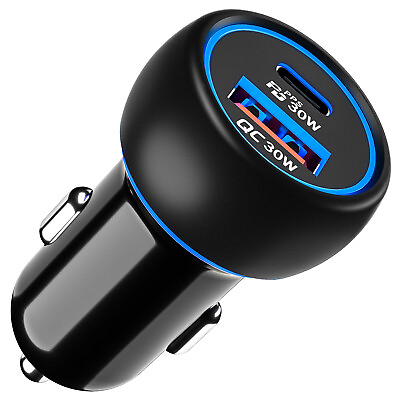 60W USB C Car Charger Fast Charger Adapter with a USB C and USB A Port for Phone $12.99